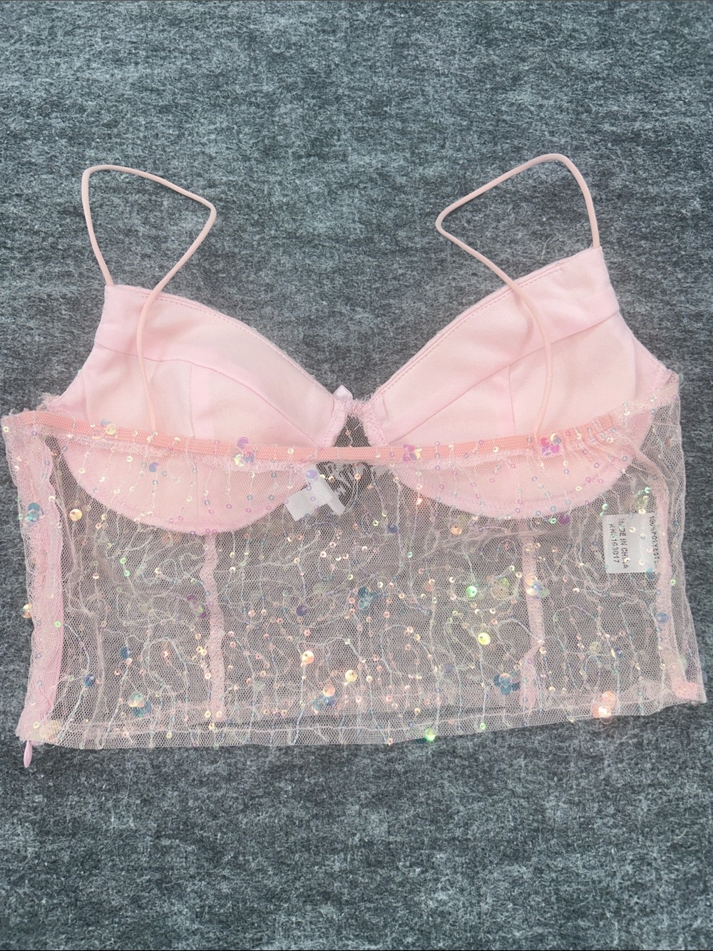 Princess Polly Pink Sequin Breanna Crop Mesh Size 4 - Picture 5 of 9
